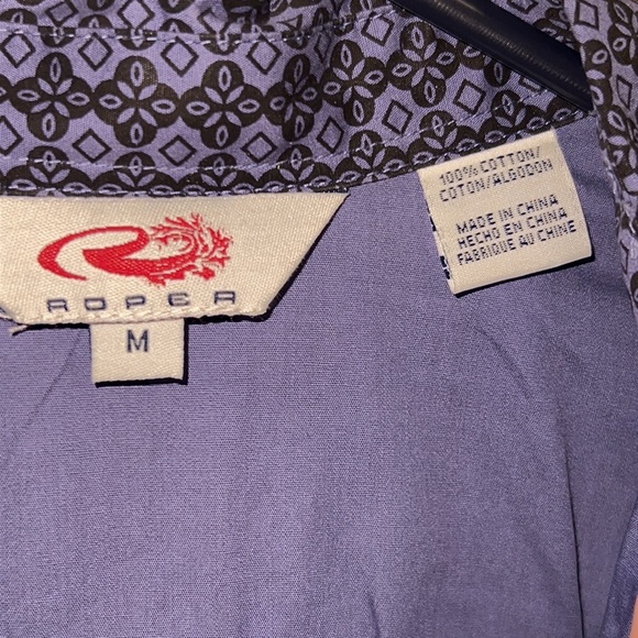 NEW Ladies Roper Blue Patterned Button Up Medium - Picture 3 of 4